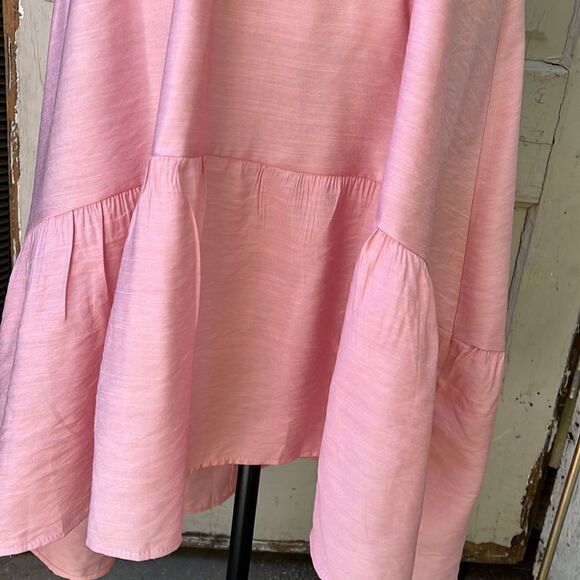 DUSKY PINK HI-LOW SLEEVELESS RUFFLE SUMMER DRESS BNWT Size S M L - Picture 4 of 8